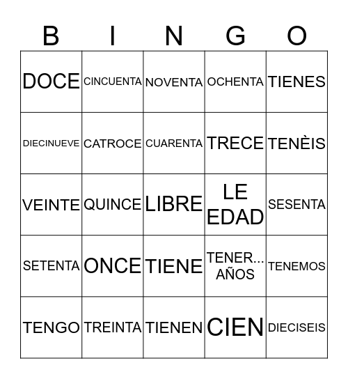 SPANISH STUFF  Bingo Card