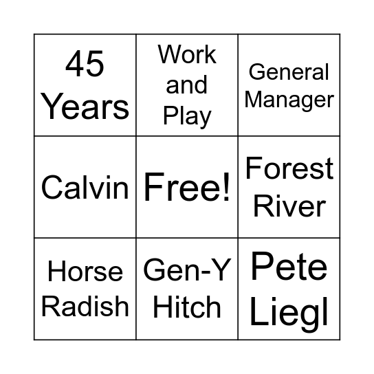 Key Words For Curts Bingo Card