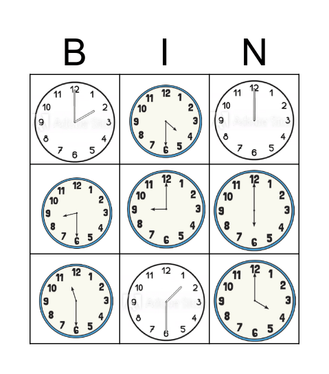 Time Bingo Card