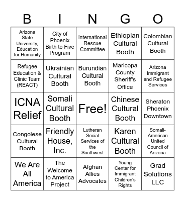 World Refugee Day 2023 Bingo Card