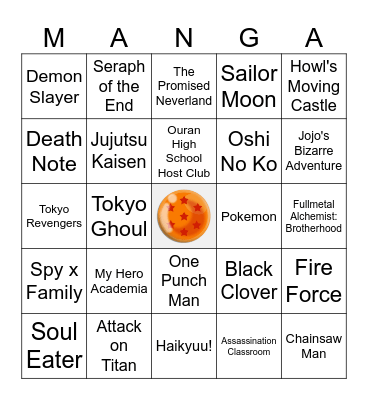 Theme Song Bingo Card
