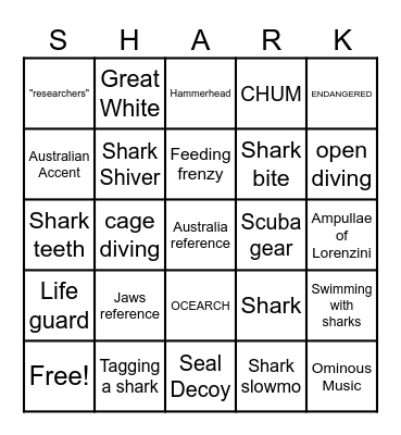 SHARK WEEK PARTY Bingo Card