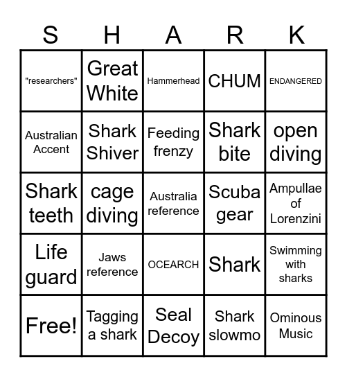 SHARK WEEK PARTY Bingo Card