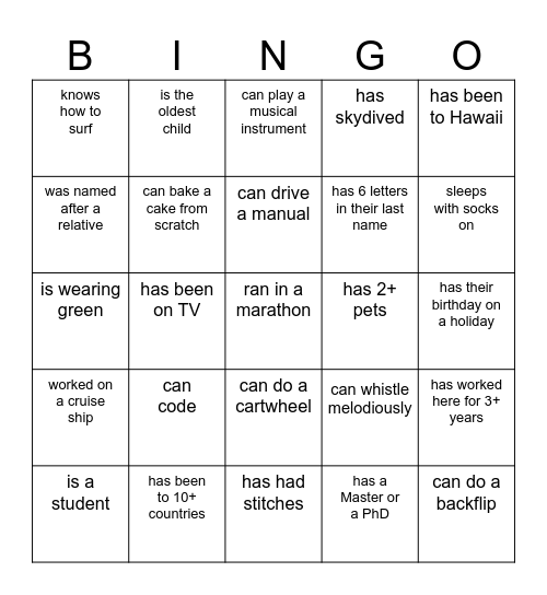 Find someone whoo… Bingo Card