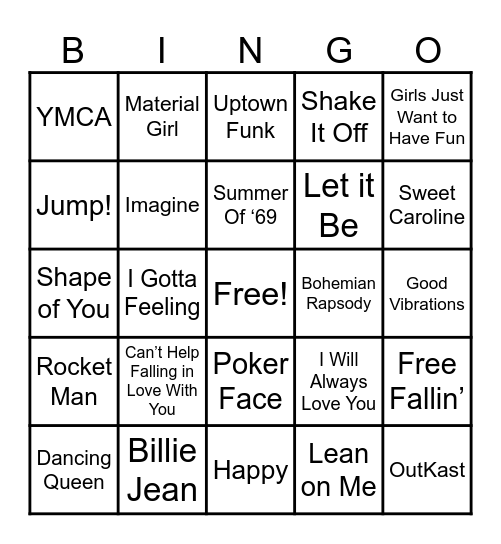 Music Bingo/Trivia Bingo Card