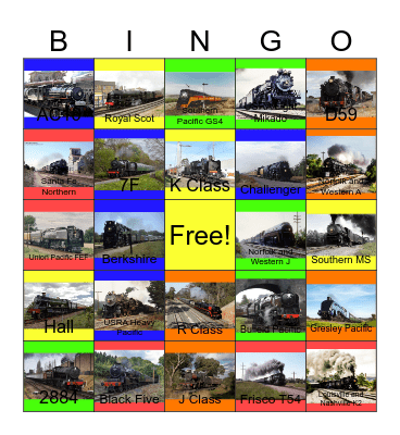 Steam Locomotives Worldwide Railways Bingo Card