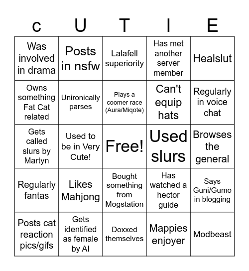 Lightsissies Bingo Card