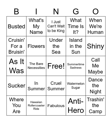 Summer Bingo Card