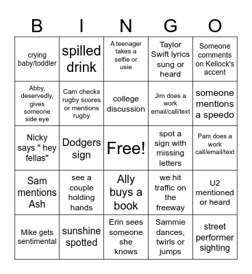 Father's Day Bingo b/c We Must Compete Bingo Card