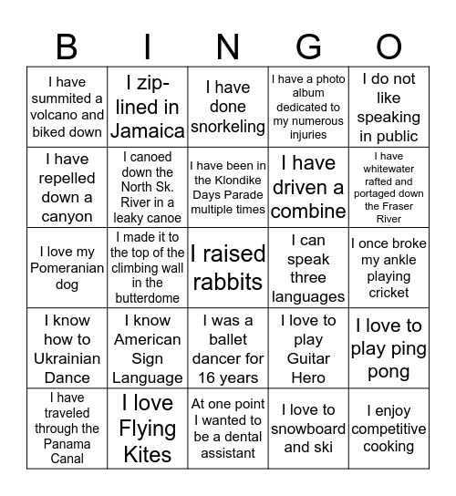 TR MONTH BINGO CHALLENGE Bingo Card