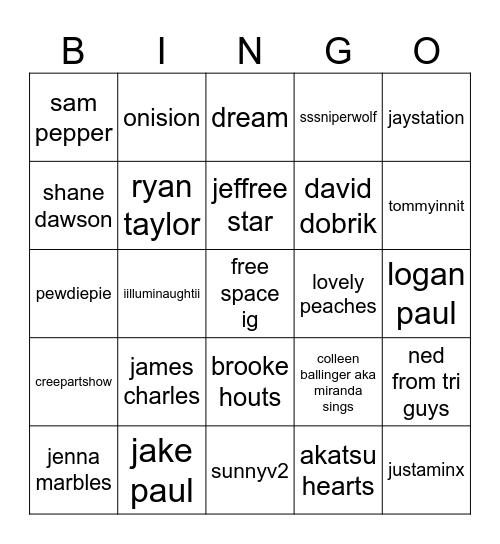 cancelled youtubers bingo Card