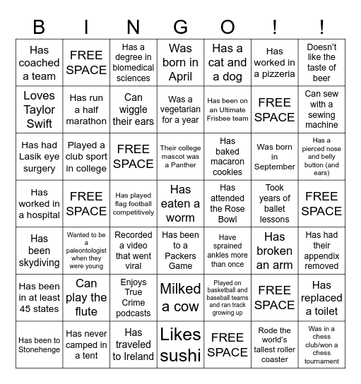 Jess and Greg Bingo Card