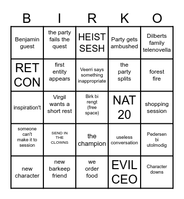 BIRKO Bingo Card