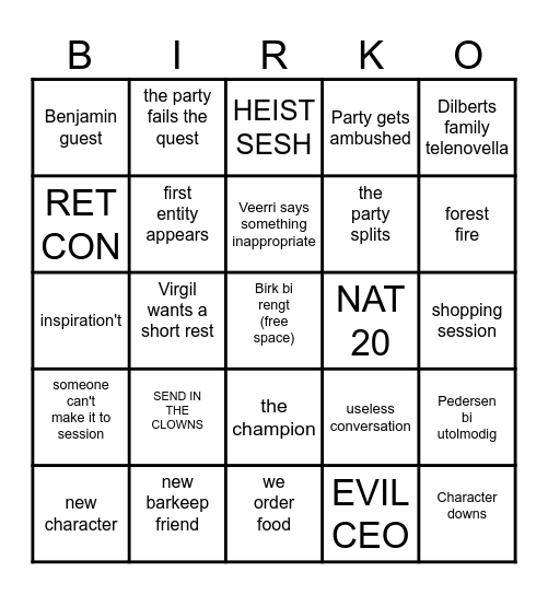 BIRKO Bingo Card