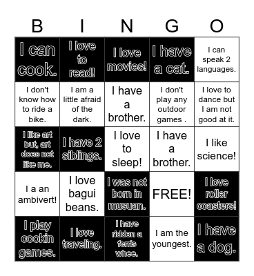 Meet Me Bingo Card