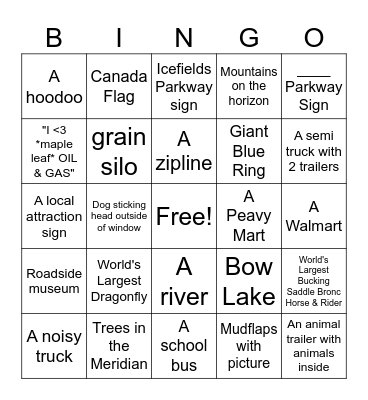 Mountain Roadtrip 2023 Bingo Card