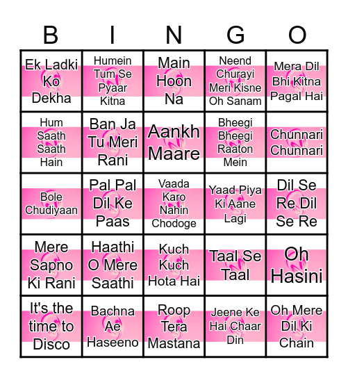 BOLLYWOOD MUSIC Bingo Card