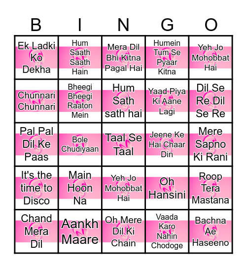 BOLLYWOOD MUSIC Bingo Card