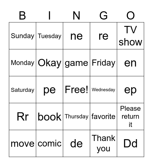 Untitled Bingo Card