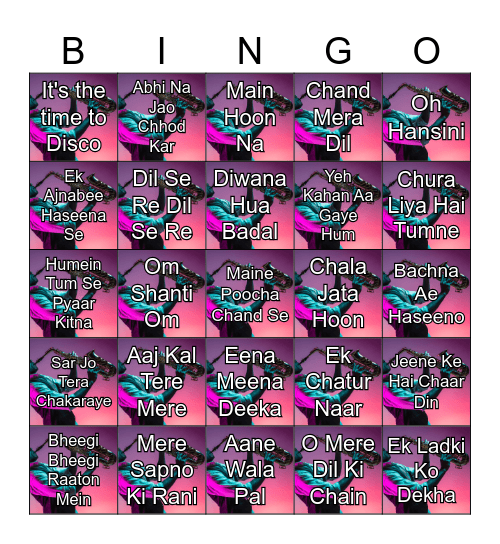 BollyBingo Card