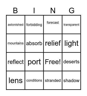 3A Vocabulary Bingo Card