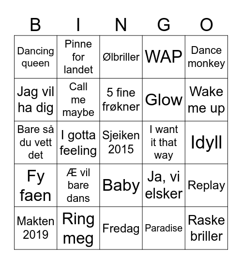 MUSIKKBINGO Card