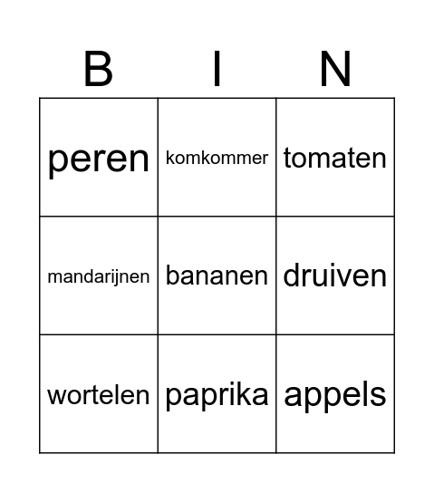 Bingo Leespraat blok 4 (woorden) Bingo Card