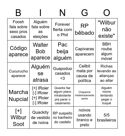 Casamento Guapoduo Bingo Card