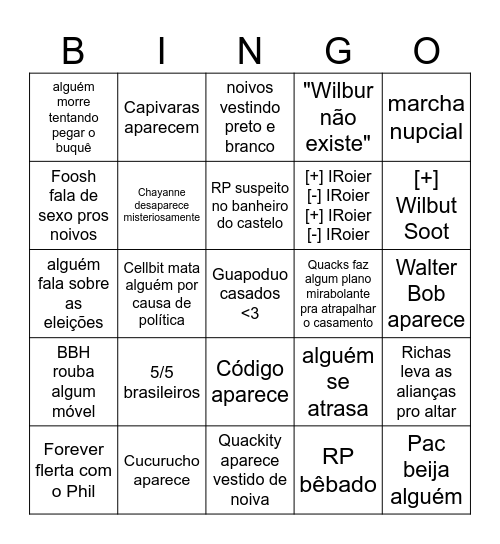 Casamento Guapoduo Bingo Card
