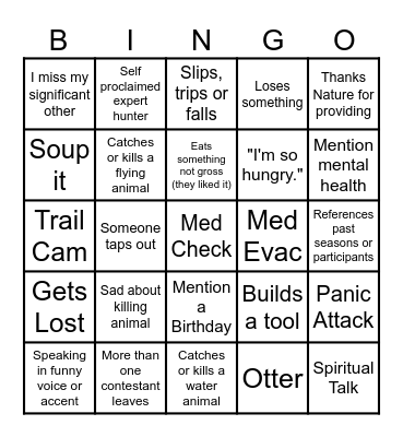 Alone Bingo Ep 2 Bingo Card