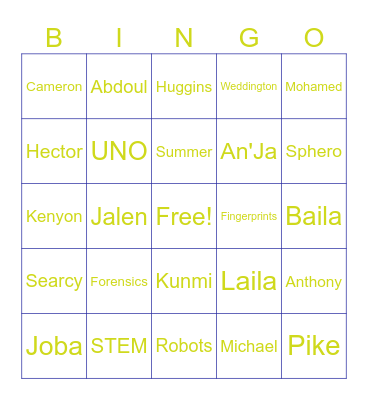 Summer STEM Bingo Card