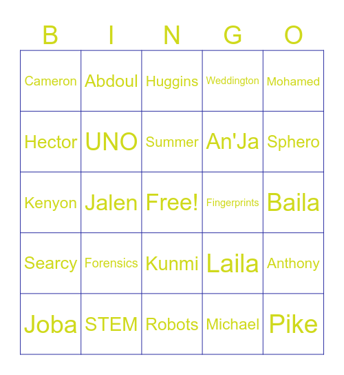 Summer STEM Bingo Card