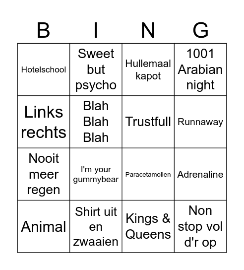 MAUDS MUZIEKBINGO Card
