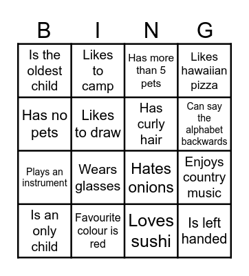 Grade 7 Human Bingo Card