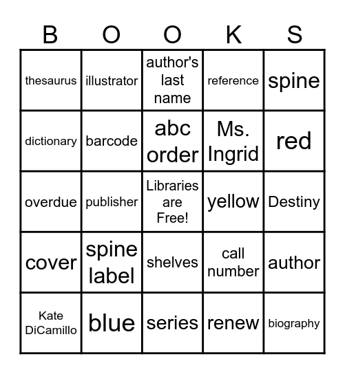 Library Bingo Card