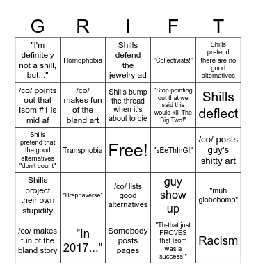 Eric July is a grifter, and you all know it Bingo Card