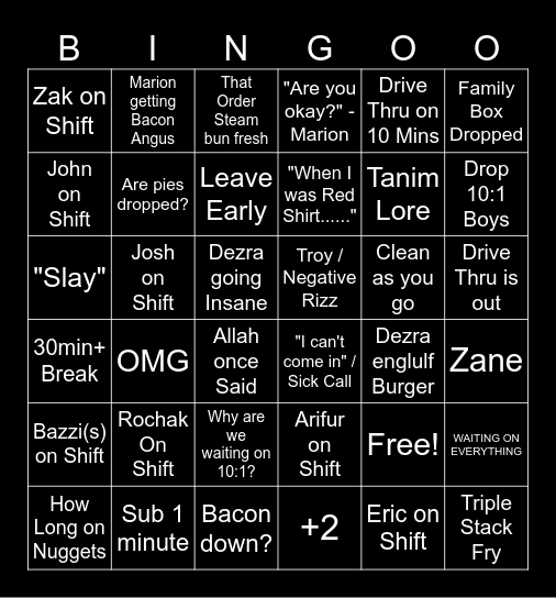 Rockdale Mcdonalds Bingo Card