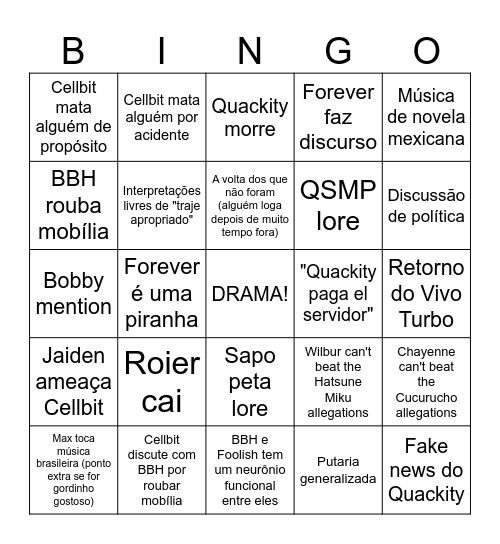 Casamento Guapoduo Bingo Card