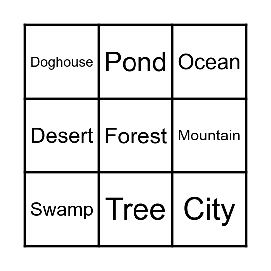 Habitat Bingo Card