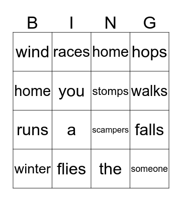 Footprints in the Snow Bingo Card