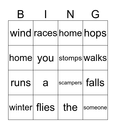 Footprints in the Snow Bingo Card