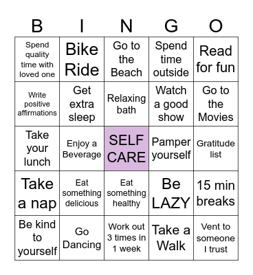 Self SCARE BINGO Card