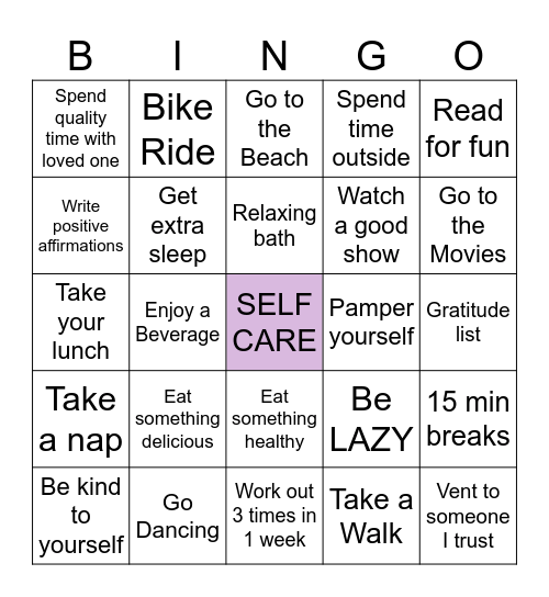 Self SCARE BINGO Card