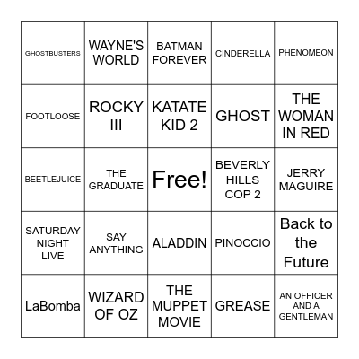 MOVIE BINGO Card