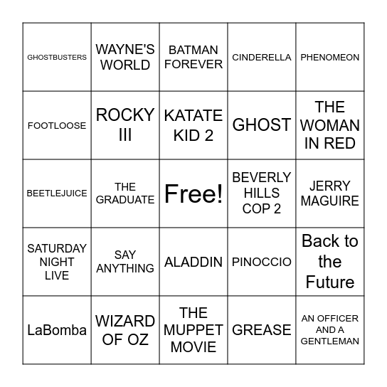 MOVIE BINGO Card