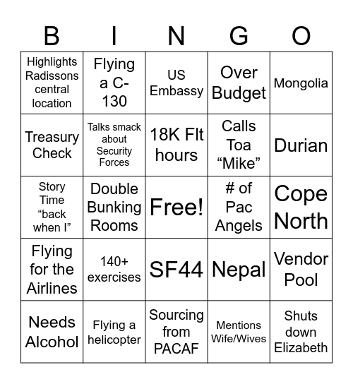 Greg’s Empire Bingo Card