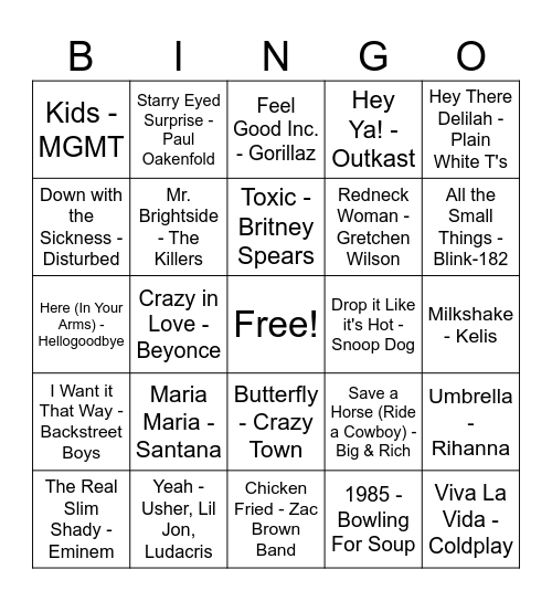 2000-s-summer-hits-bingo-card