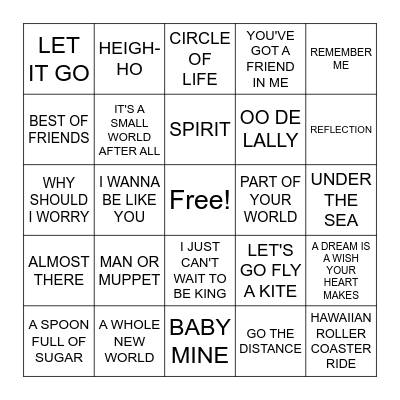 DISNEY BINGO! Bingo Card