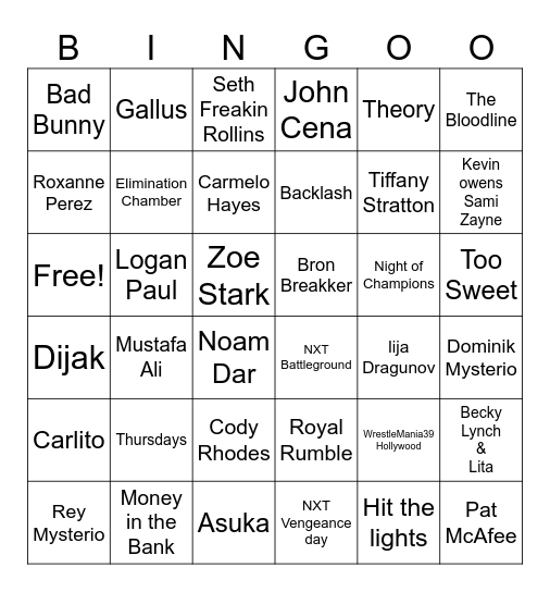 HOPW Bingo Card