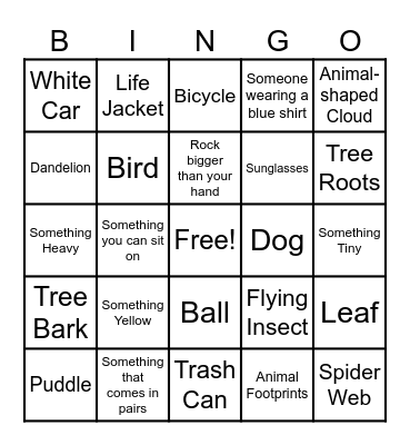 Scavenger Hunt Bingo Card